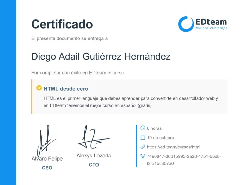 certificado del Curso