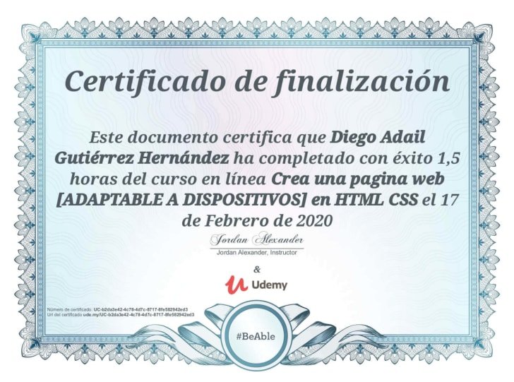 certificado del Curso