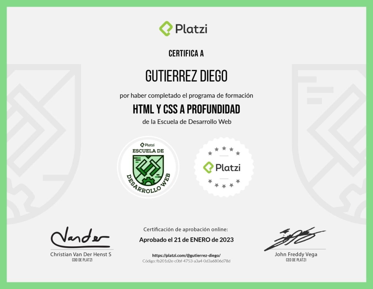 certificado del Curso