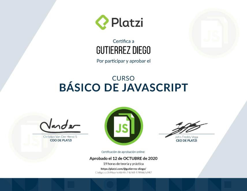 certificado del Curso